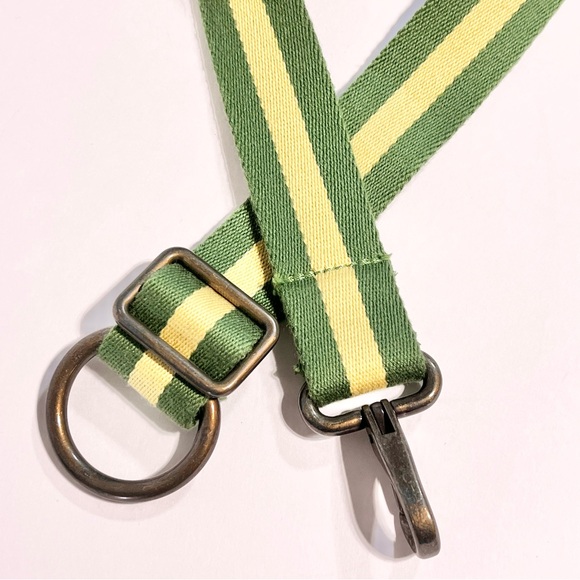 JCrew preppy cotton canvas belt stripe bronze d ring clasp unisex casual sporty - Picture 8 of 12